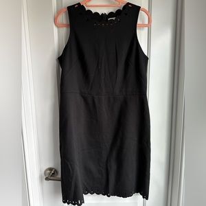 Loft Sleeveless Scallop Trim Black Dress